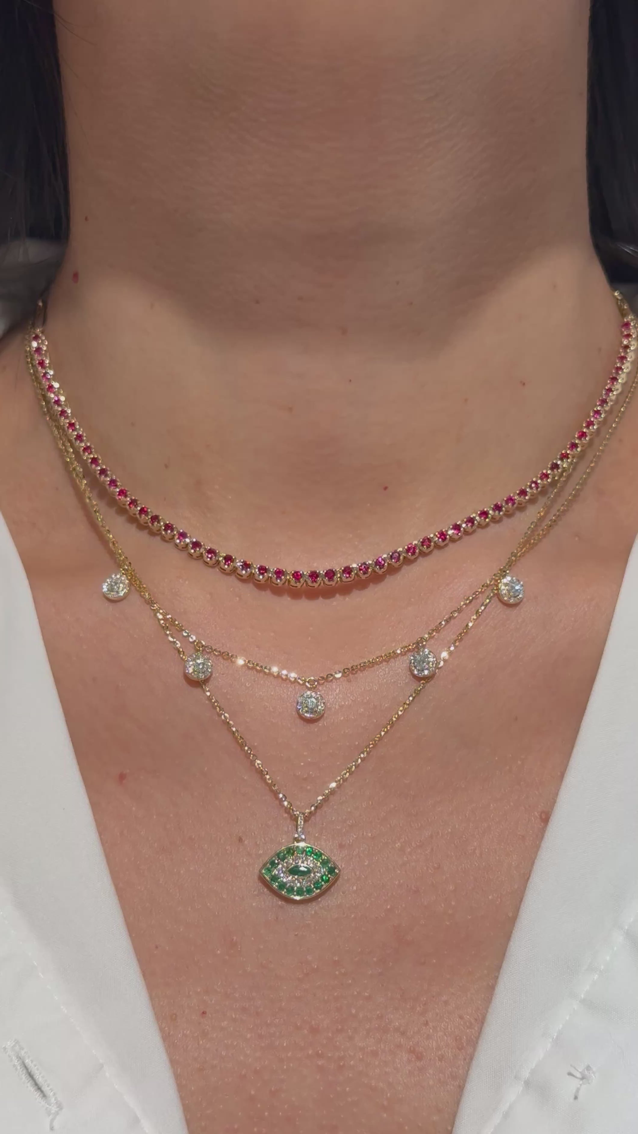 Ruby Buttercup Tennis Necklace in 14K Yellow Gold – Adjustable Statement Fine Jewelry