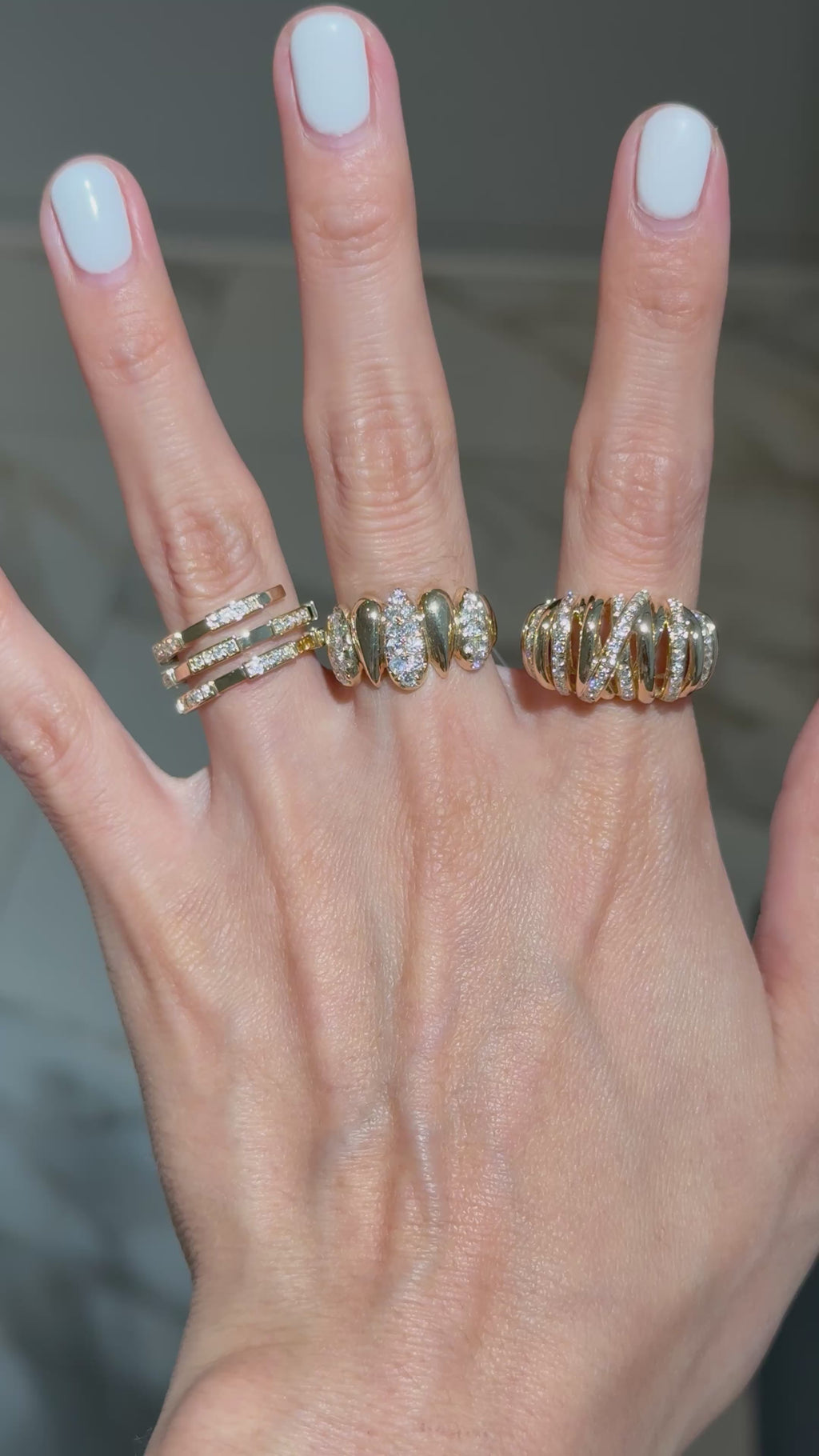 Diamond Triple Flexible Band Ring in 14K Yellow Gold