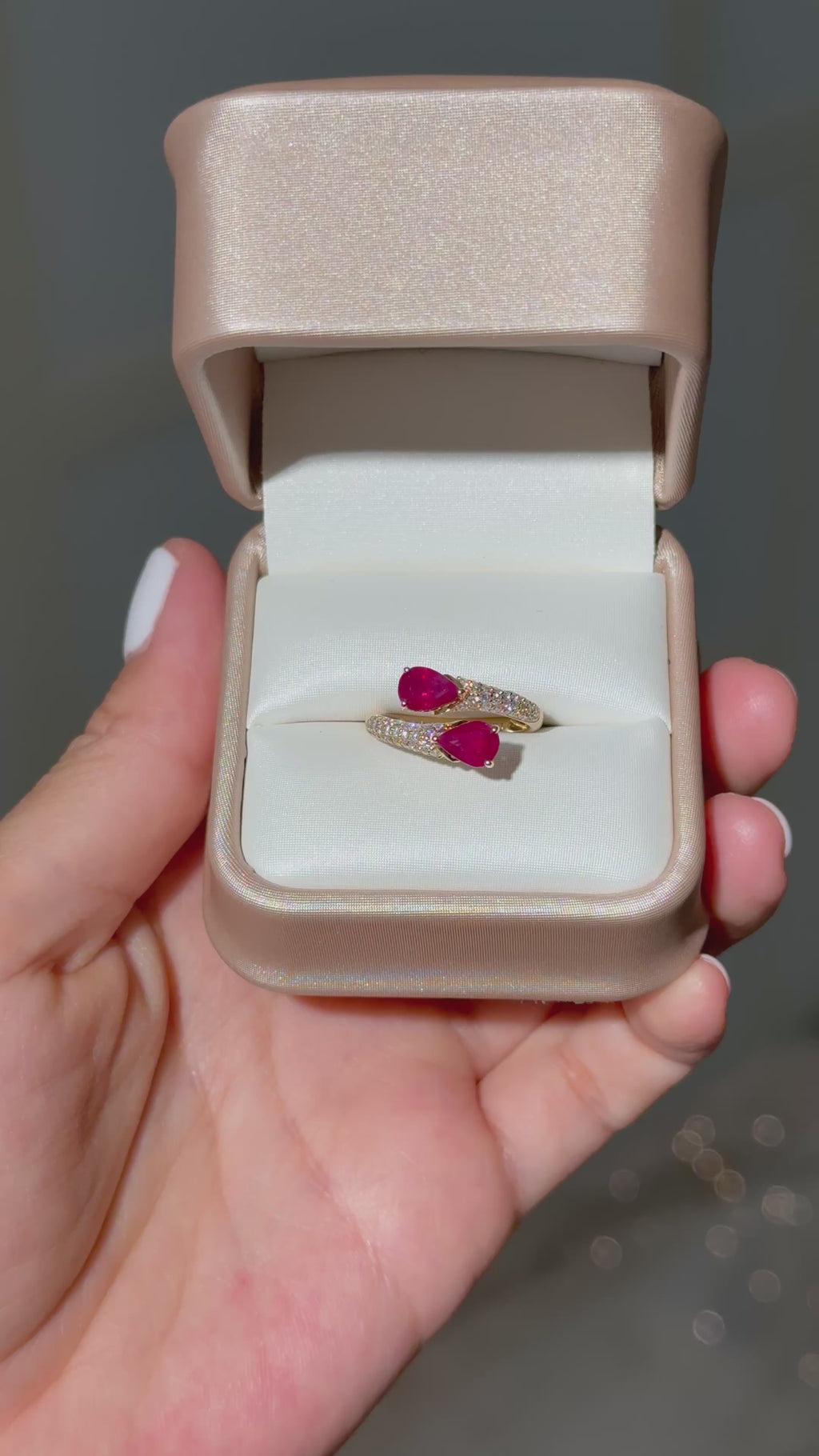 Toi et Moi Ruby Diamond Ring in 14k Yellow Gold