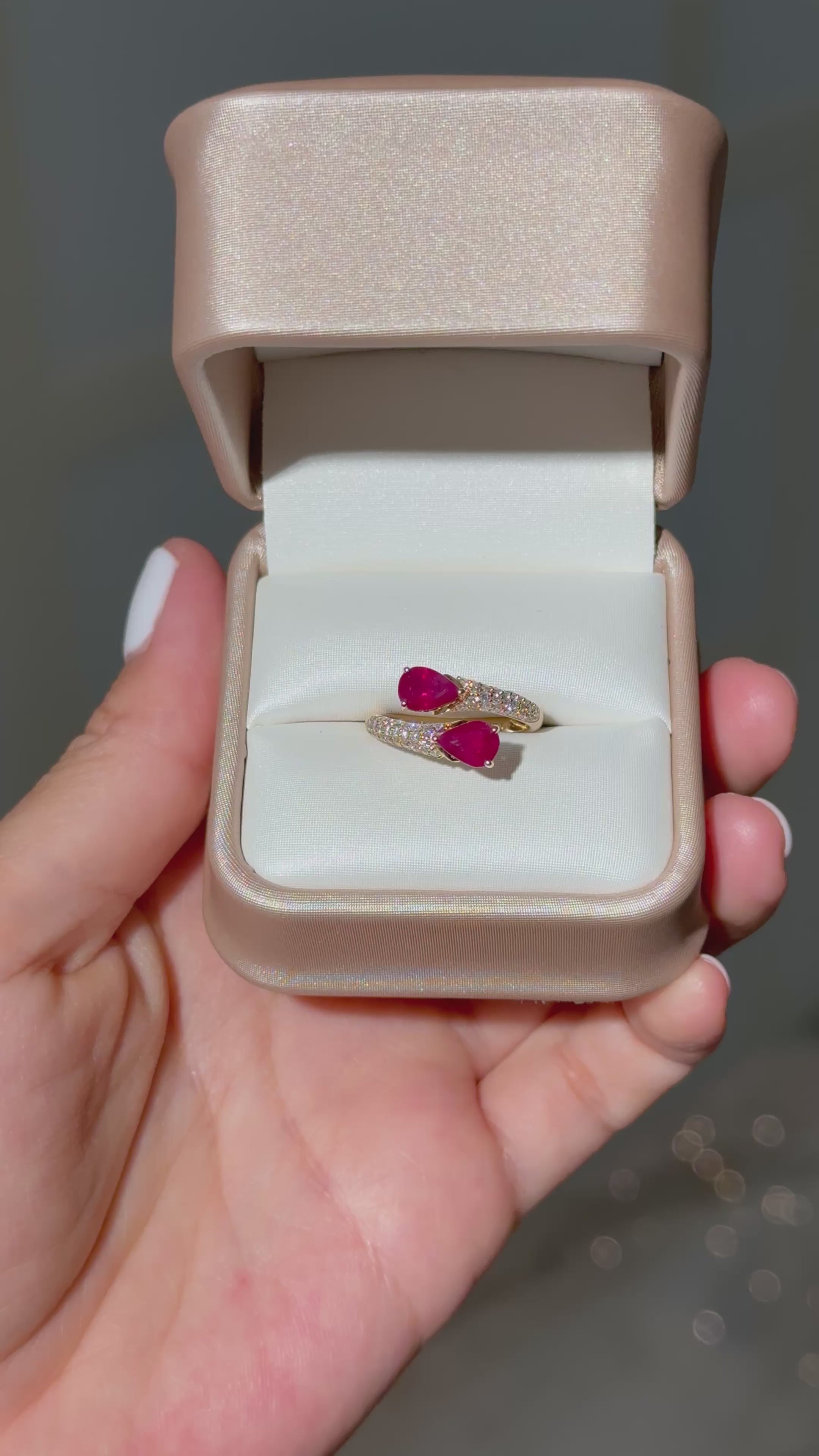 Toi et Moi Ruby Diamond Ring in 14k Yellow Gold