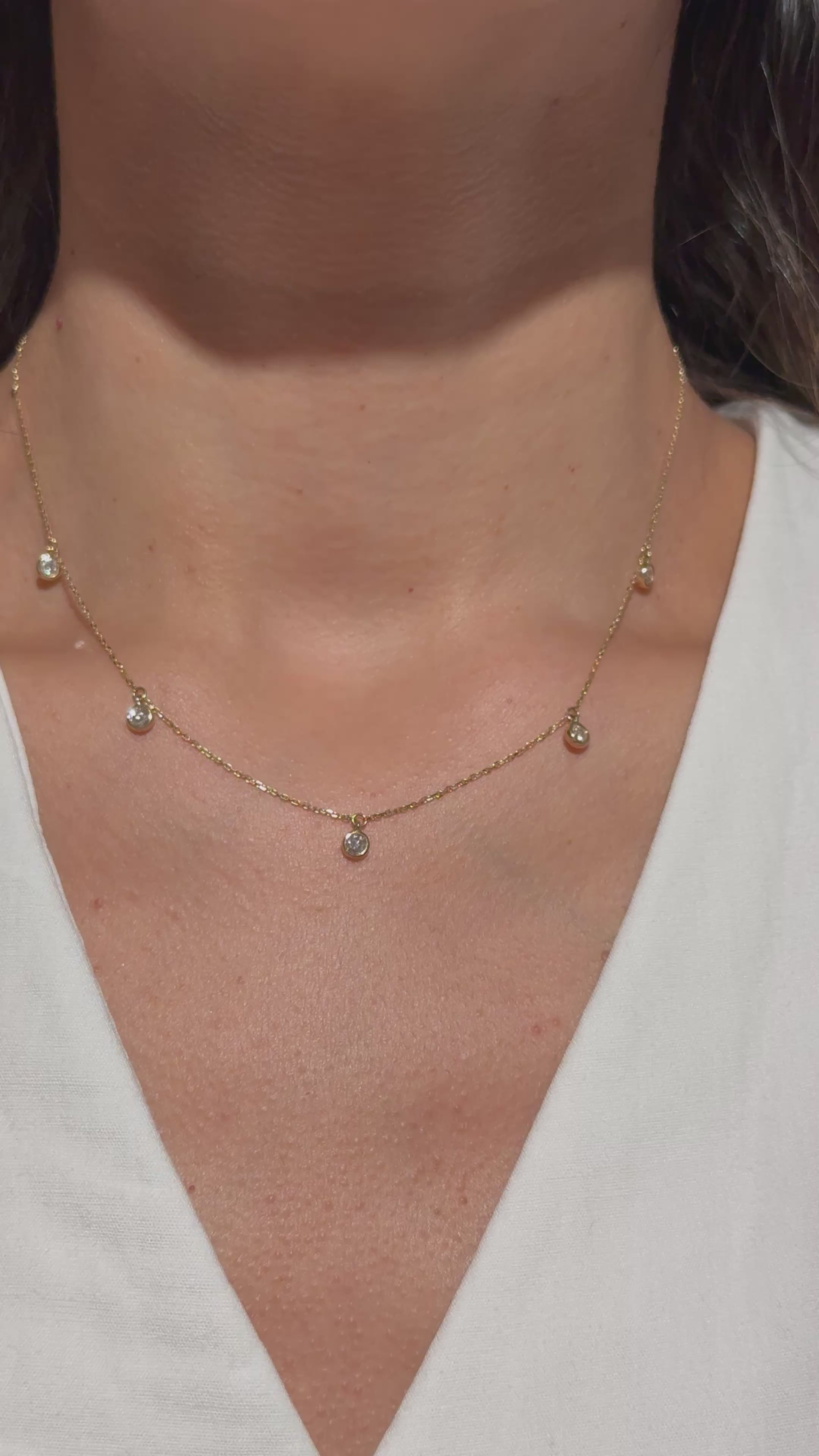 Dangling Diamond Necklace in 14K Yellow Gold