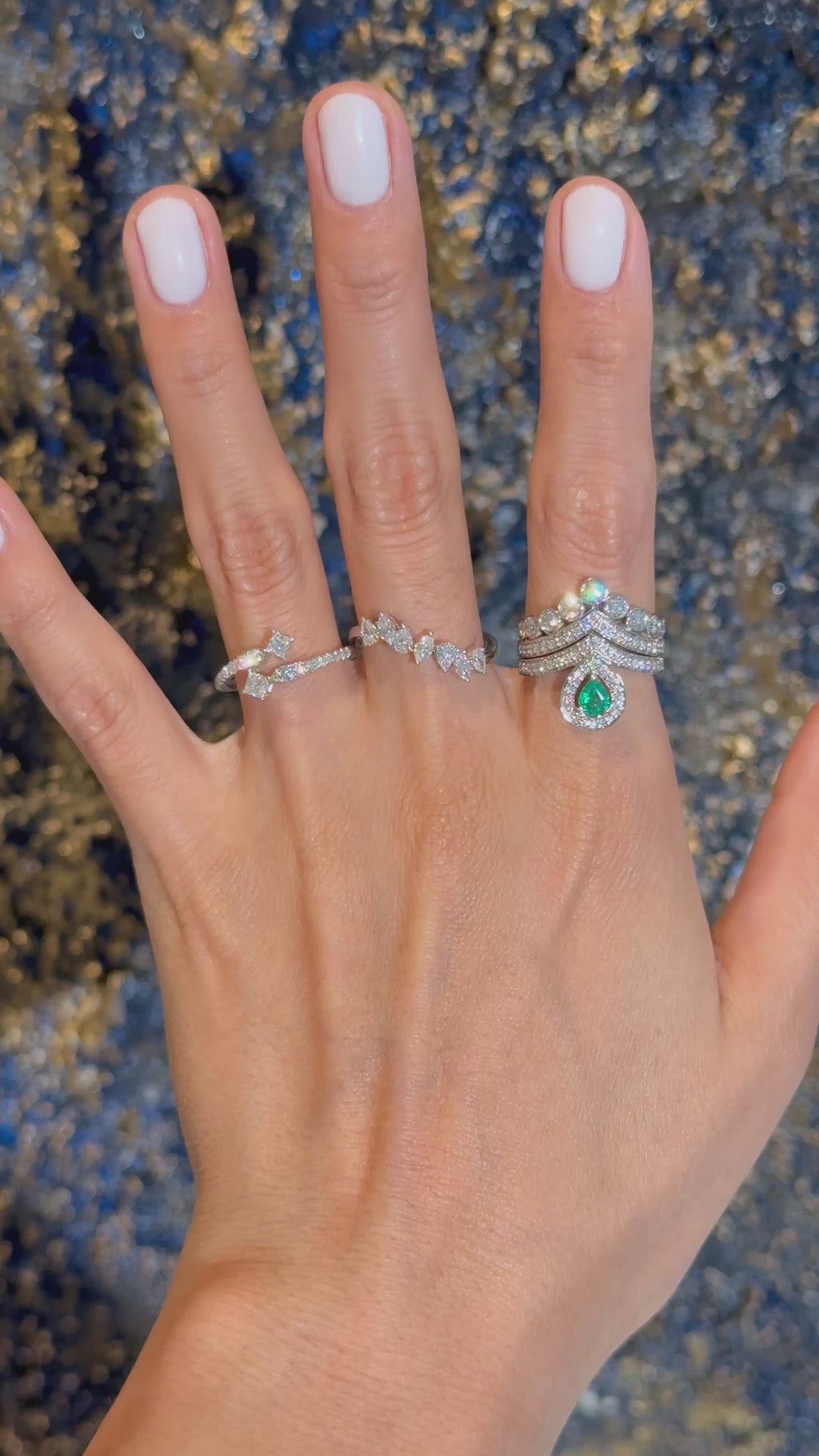 Princess Diamond Bypass Ring in 18k White Gold