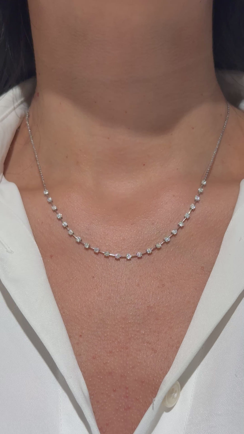 Diamond Tennis Style Necklace in 14K White Gold – 0.50 CTW Everyday Elegance