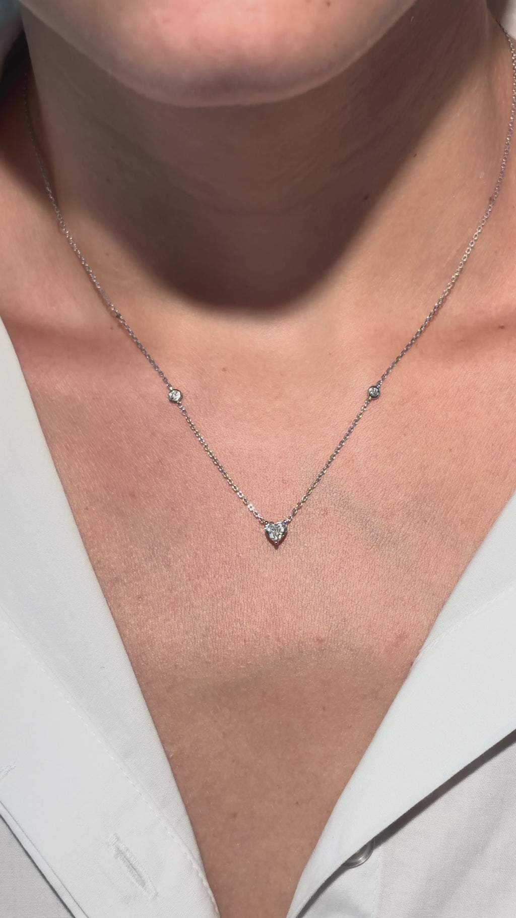 Heart Shape Diamond Necklace on 18K White Gold