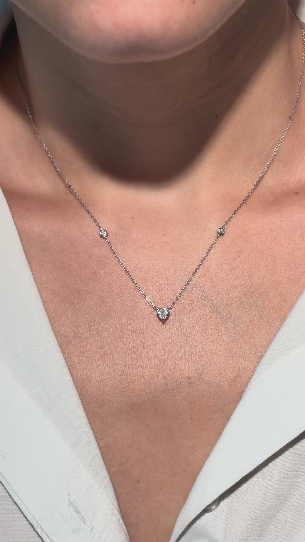Heart Shape Diamond Necklace on 18K White Gold
