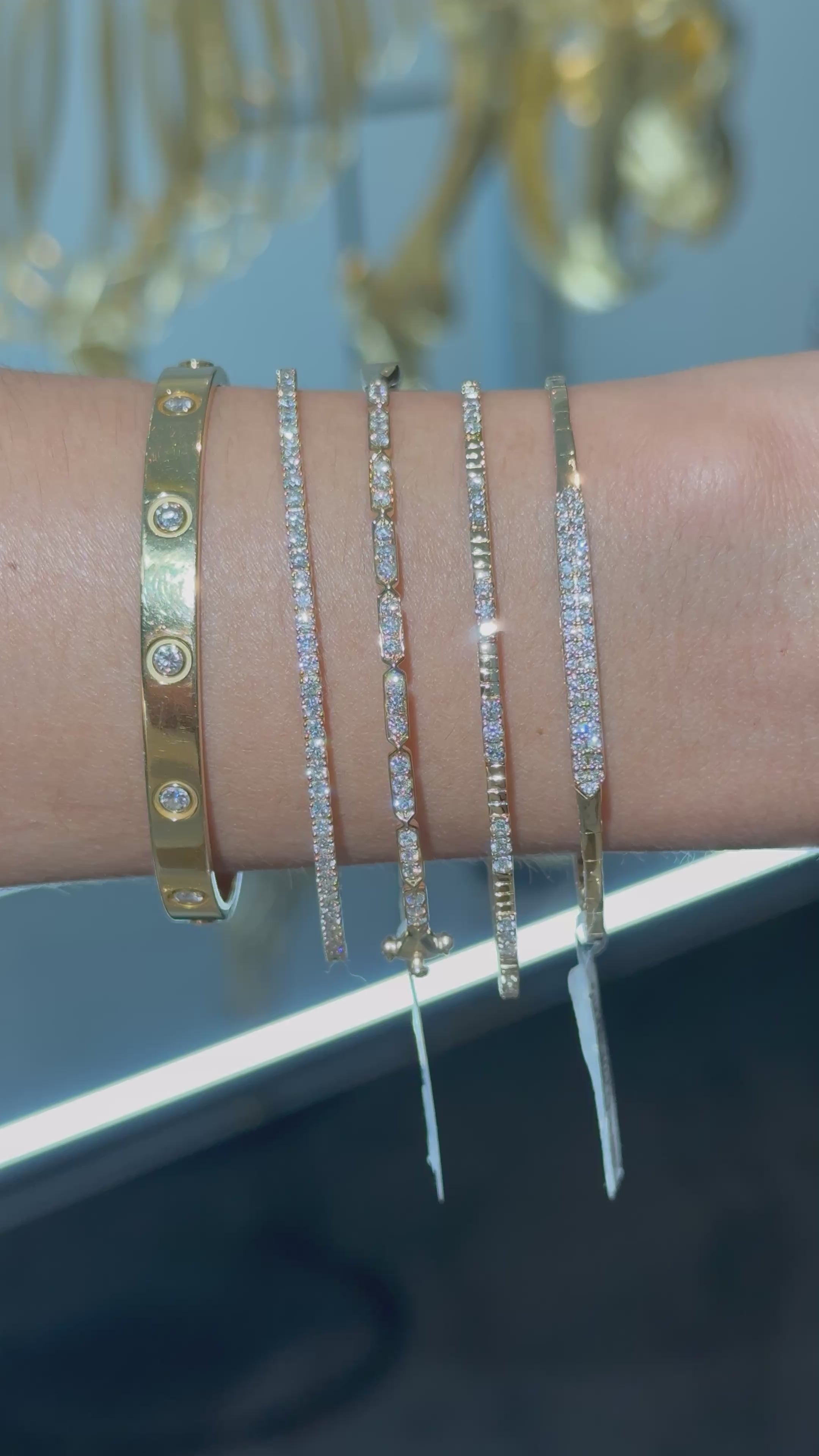 Flexible Diamond Bangle Bracelet in 14K Yellow Gold – 0.51 CTW Natural Diamonds