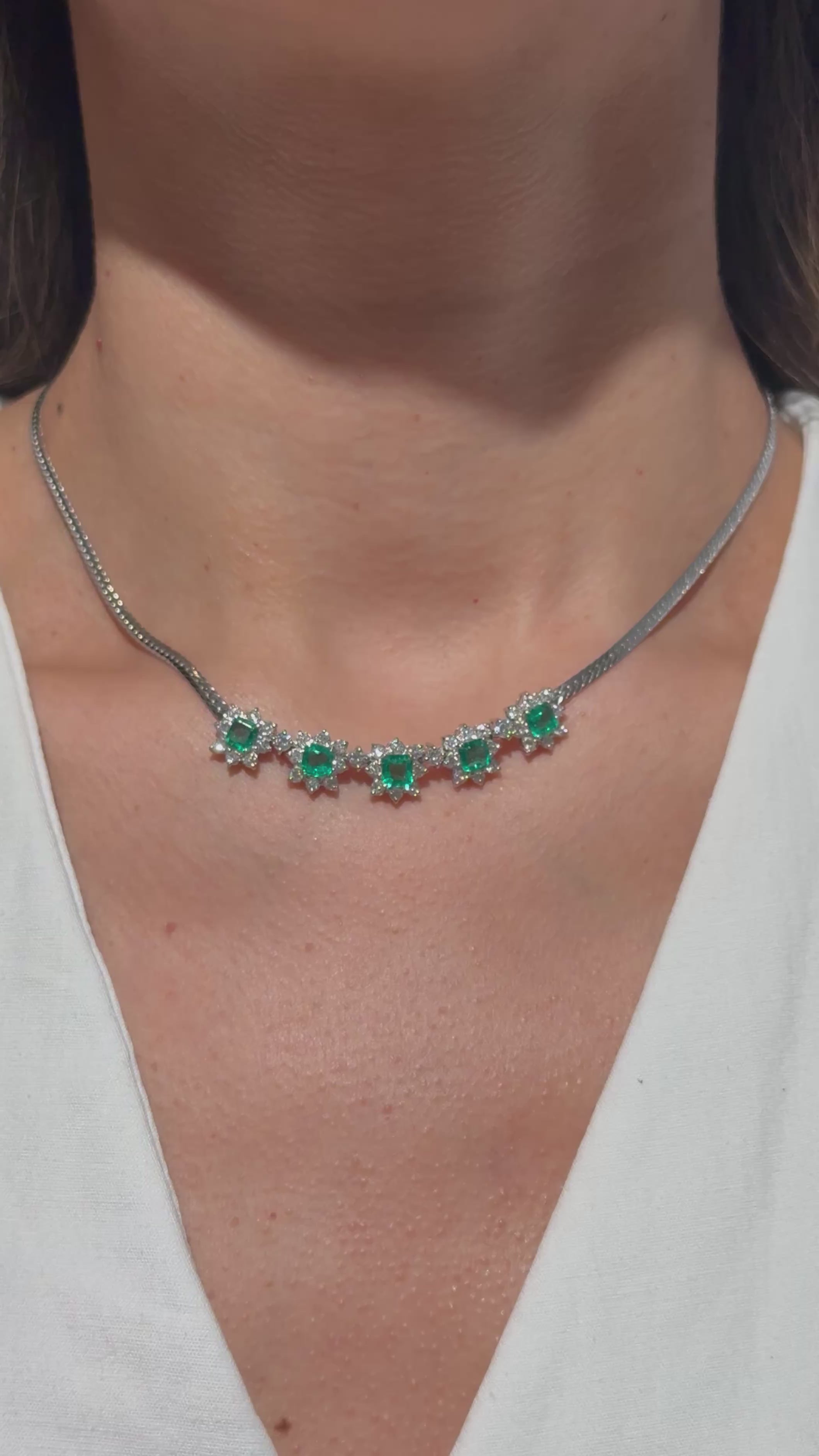 Diamond Emerald Necklace in Platinum