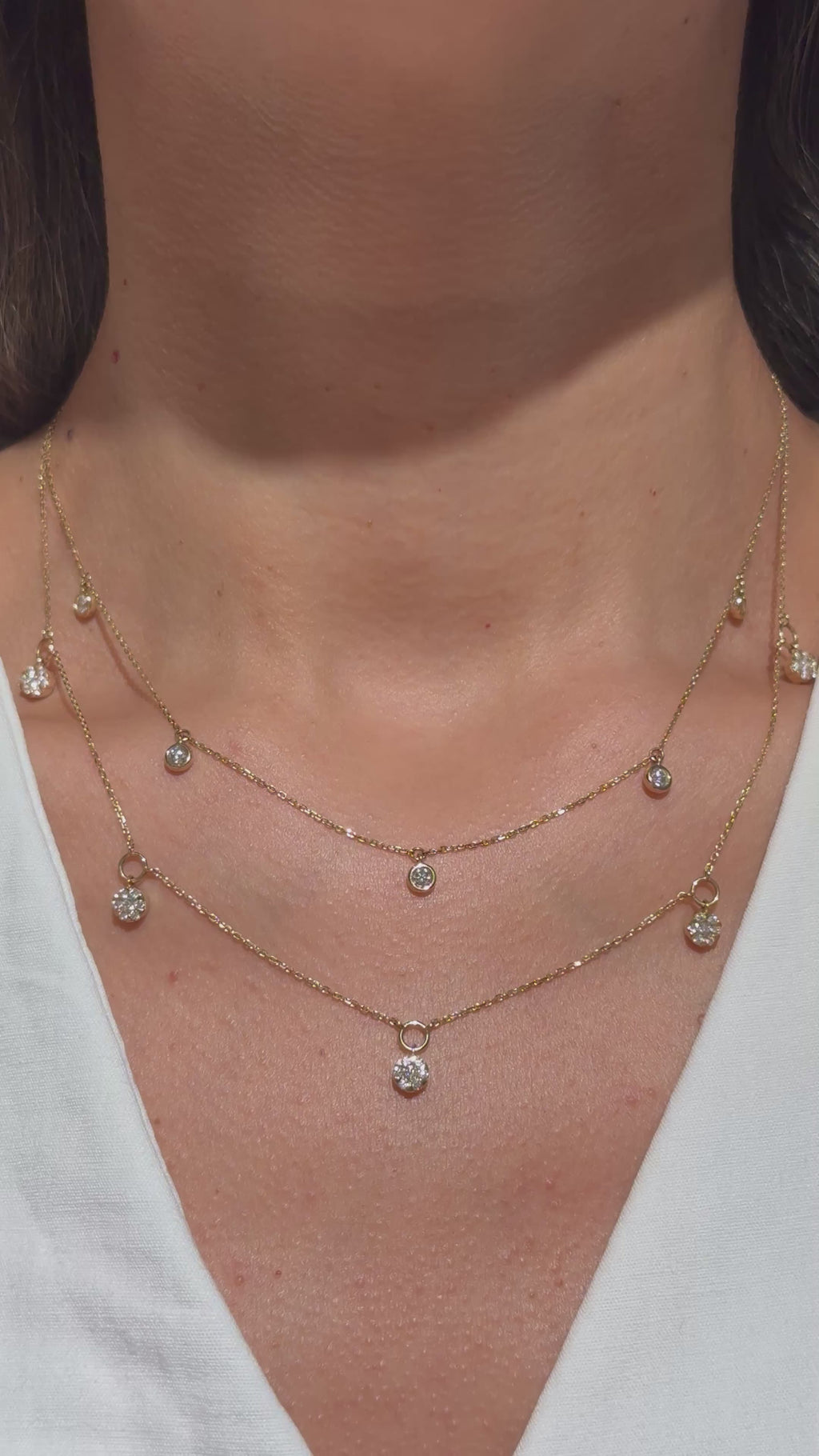 Dangling Diamond Necklace in 14K Yellow Gold