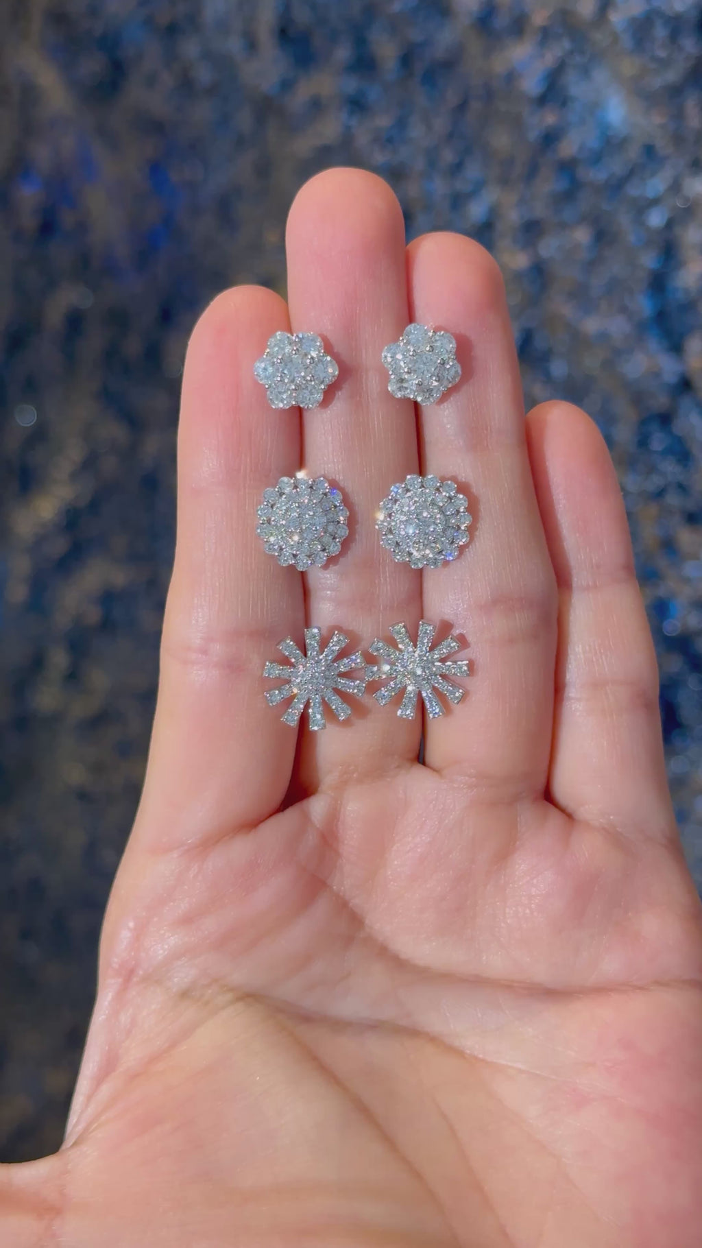 Floral Diamond Stud Earrings in 14k White Gold