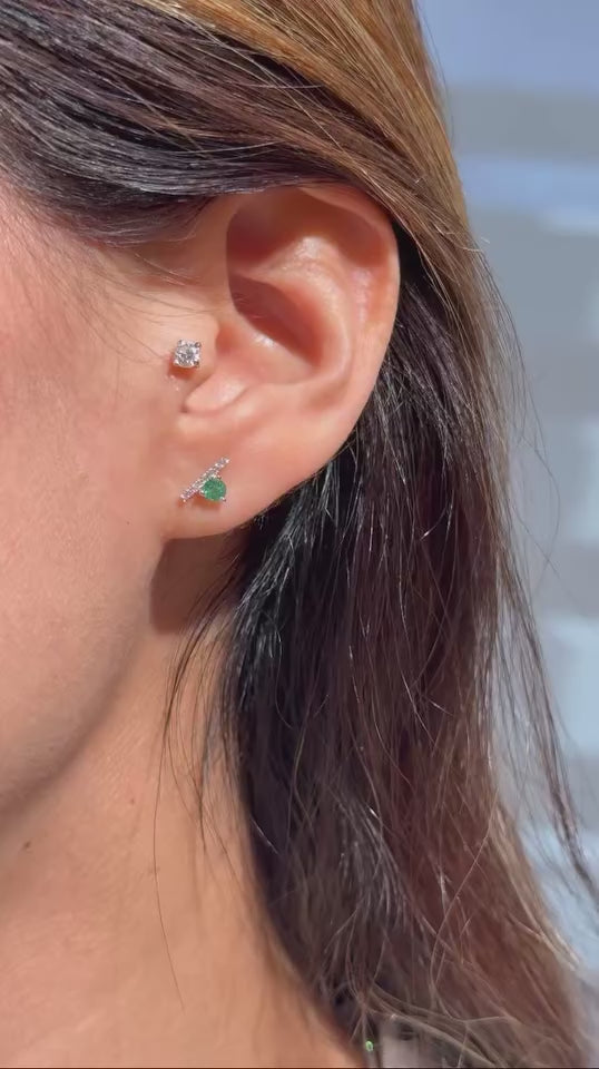 Diamond Emerald Studs in 14K Yellow Gold