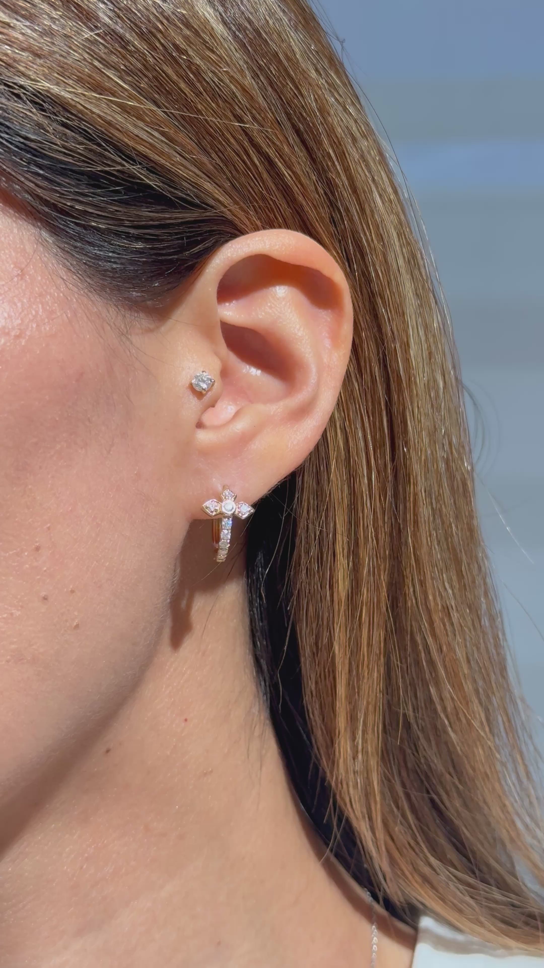 Diamond Hoop Earrings in 14K Yellow Gold