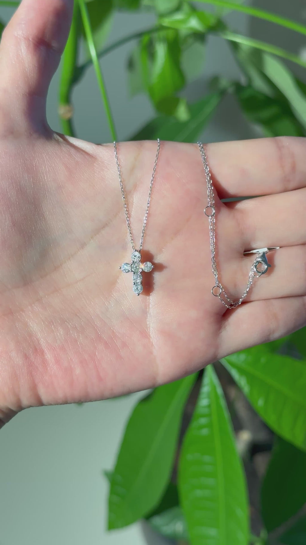 Diamond Cross Pendant Necklace in 14K White Gold – 0.75 CTW Natural Diamonds